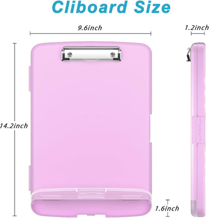 Rimilak Plastic Clipboard with Storage, 8.5 x 11 High Capacity Folio Nursing Case with Pen Holder, Size 14.2 x 9.6 x 1.2″ Folder Side-Opening for Classroom, Teacher, Smooth Writing, Dark Green