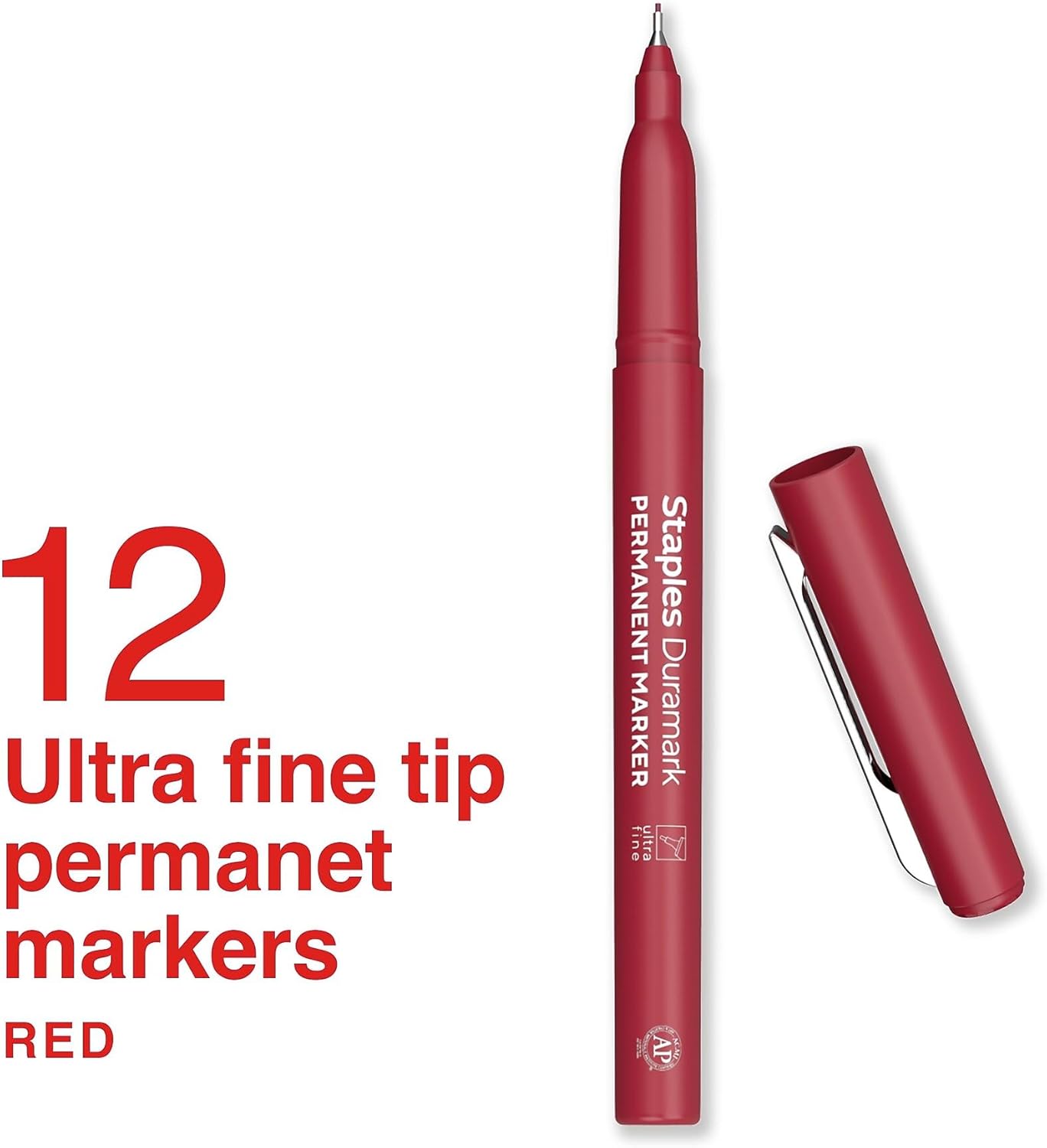 STAPLES Permanent Markers, Ultra Fine Tip, Black, 12 Pack – Duramark Precision Markers for Writing, Drawing & Labeling