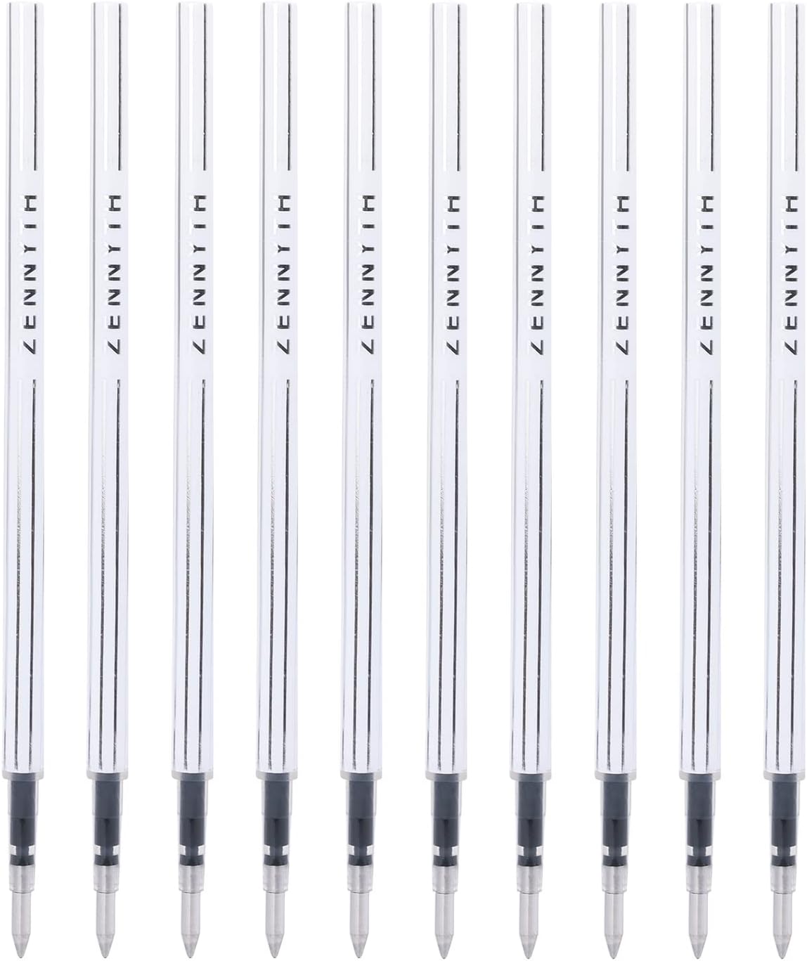 10 Pieces Gel Ink Pen Refills Replaceable Ballpoint Black Ink Pen Refills Extra Fine Point 0.5mm Smooth Writing for Office School Supplies (Black Ink)