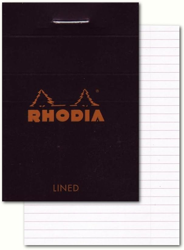 Rhodia Head Stapled Pad No16 A5, Ruled + Margin, 148x210mm-Black