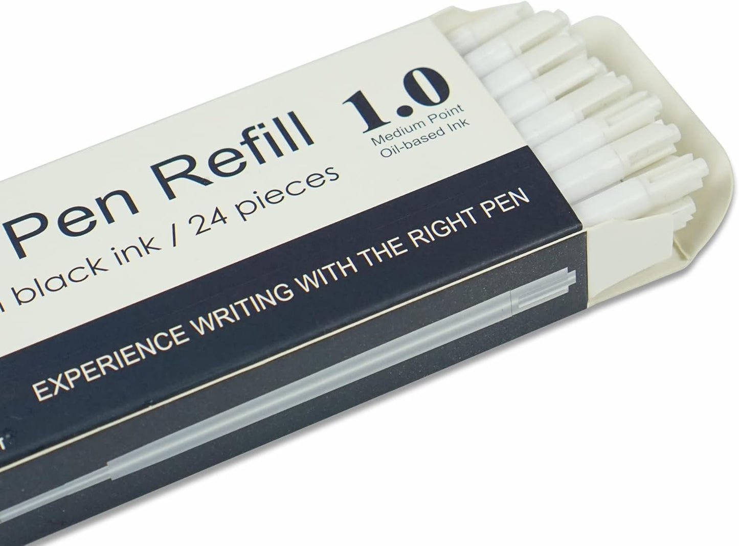 U-RIGHT 24 Pcs Ballpoint Pen Refills 1.0 mm Point Black Ink