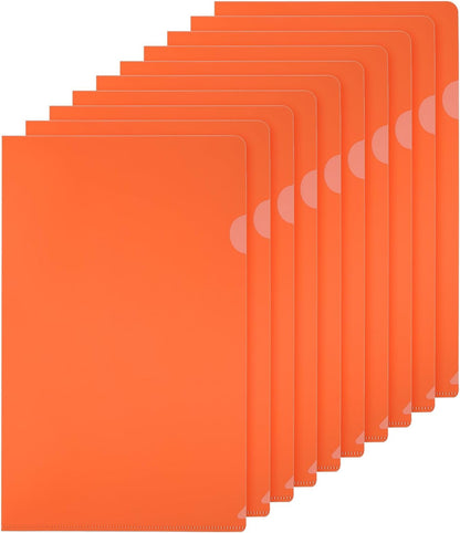 PATIKIL L Type Folders 50 Pack A4 Plastic File Project Pockets Clear Paper Document Jacket Sleeves for Office, Orange