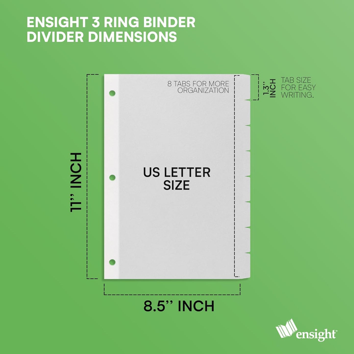 Ensight 3 Ring Page Dividers Bulk, 1/5 Cut Tab Dividers, 100 Per Box - Divider Pages with Tabs, Decorative Printable Rewritable Divider Tabs, Exhibit Tab Dividers for 3 Ring Binders Bulk