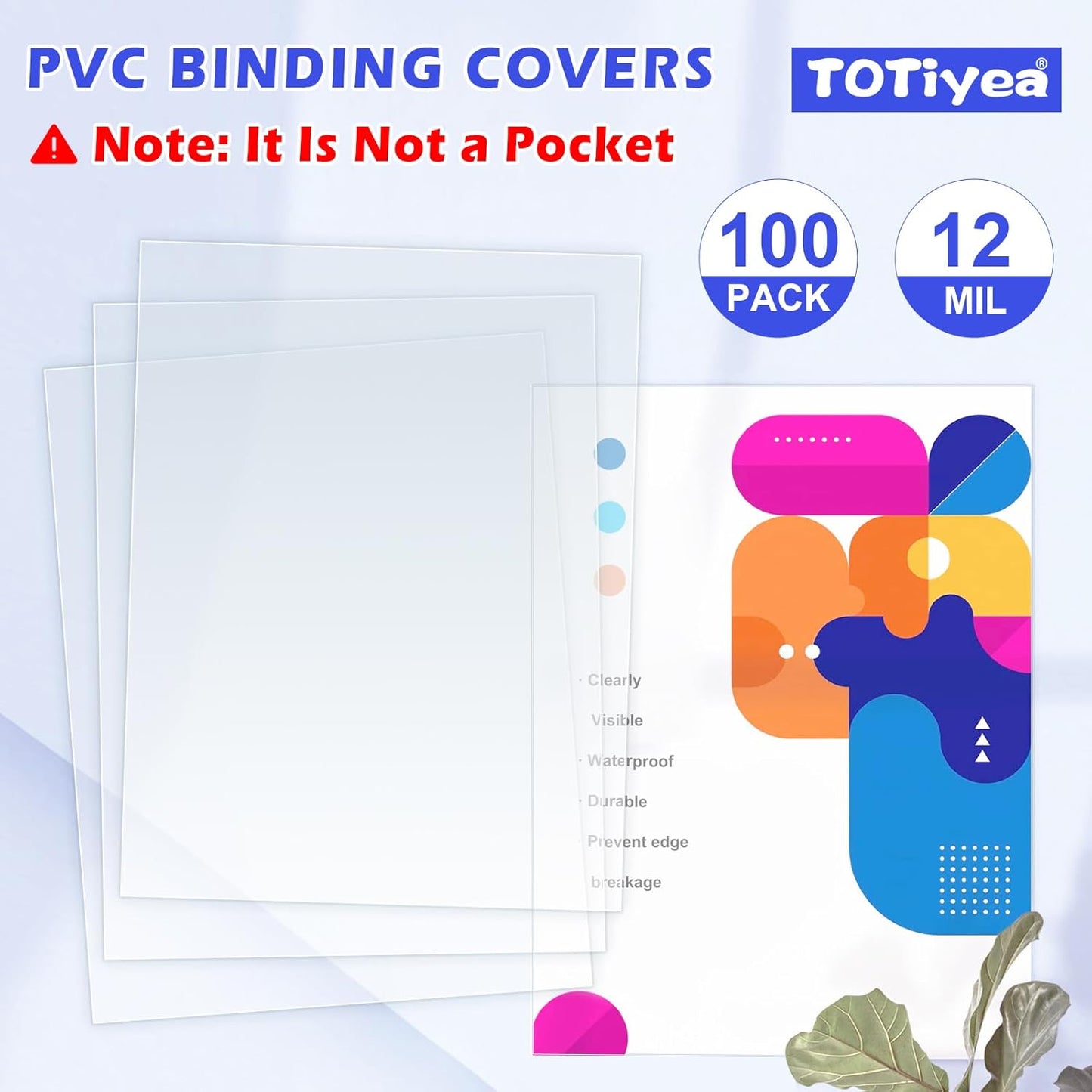 TOTiyea 200 Pack 5 Mil PVC Binding Presentation Covers, Clear Report Covers for Binding,8.5x11 Inches,Letter Size