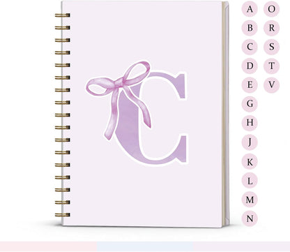 Blue Bow Journal Notebook for Girls,Initial H Journals Personalized Diary Gifts for Teen Girl Kids,Monogrammed Gifts for Women,Trendy Coquette Cute Hardcover Spiral Notebook 5.5 x 8.3 - Colors A