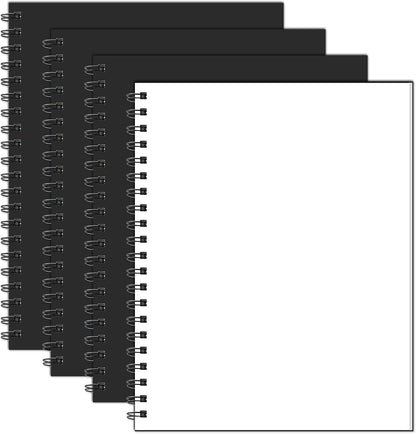 Lined Spiral Notebook A4 Large Black Journal 8.5" x 11"-4 Pack 7mm College Ruled Hardcover Notebooks 160 Pages 100GSM Thick Paper for Note Taking School Office Supplies