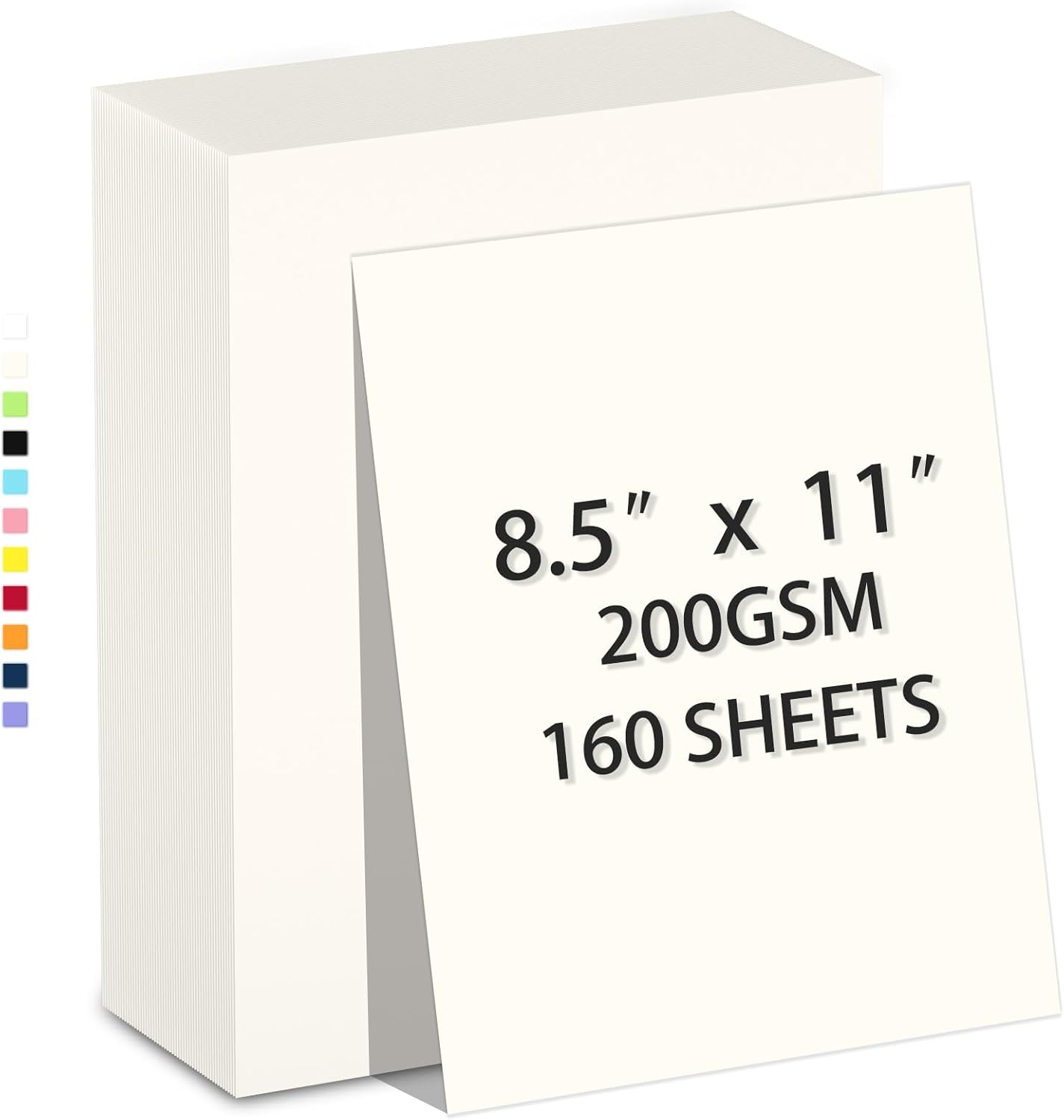 160 Sheets White Cardstock 8.5 x 11 Heavyweight Weight 200gsm Card Stock Paper for Printing, Crafts, Invitations | Smooth Printer Cardstock Paper | Bulk Construction Paper DIY & Professional Use