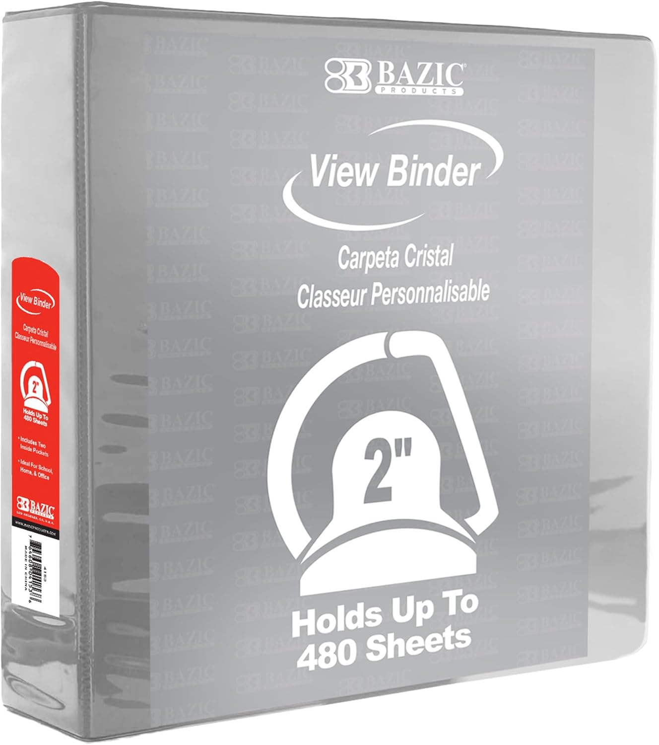 BAZIC Products 3 Ring Binder 2" View Binders Slant D Ring Organizer - Burgundy, Hold 480 Sheets Paper, for School Office Home, 1-Count