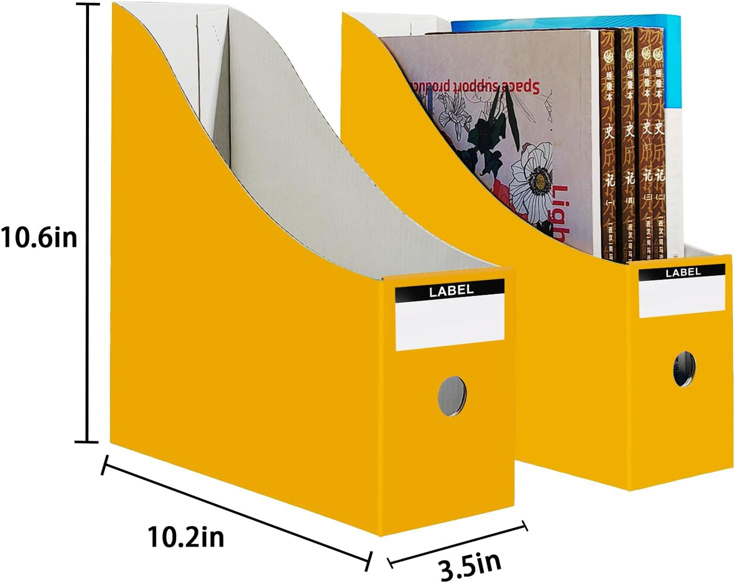 Limitliho 6 Pack Cardboard Magazine Holder for Desk, Book Bins for Classroom Library,Office,Home, 10.6" H x 10.2" L x 3.5" W in Magazine File Holder (Elegant color)