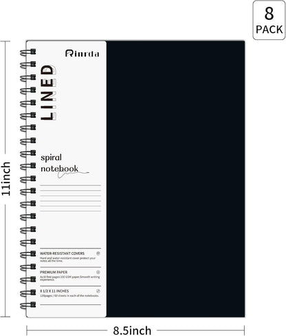 Large Lined Notebook Spiral Notebook 8.5" x 11"-4 Pack LINED Notebook 7mm Ruled Hardcover Notebook 120 Pages 100 GSM Thick Paper Notebook Hardcover Journal for School, Office,Study and Notes