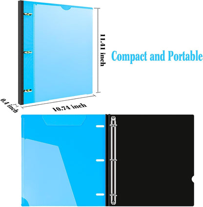 INFUN Telescoping 3 Ring Binder - 4PCS, Portable Plastic 3 Ring Binder with Telescoping Spine, Binders with Foldable Front Cover Holds 8.5"x11" Paper for School, Office, Homes