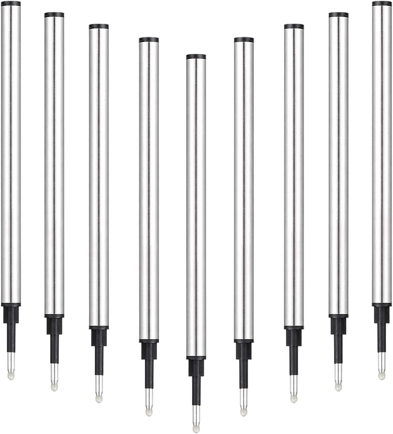 DunBong Rollerball Pen Refills, Roller Ball Fine Point 0.5mm, Red Ink Refill Pack of 5 - Replaceable Ballpoint Pen Refills Medium Point (Black)