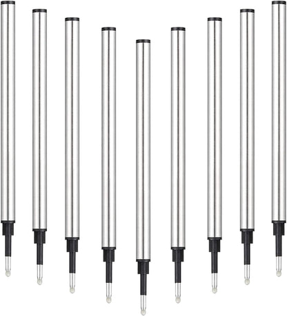 DunBong Rollerball Pen Refills, Roller Ball Fine Point 0.5mm, Red Ink Refill Pack of 5 - Replaceable Ballpoint Pen Refills Medium Point (Black)