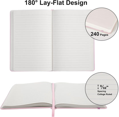 Comix 6 Pack Lined Journal Notebooks for Work, 240 Pages, 5.5"x8.3", Black, Hardcover, A5 Medium College Ruled, Journaling Notebooks for Notes-Taking, Fits for Office School Home