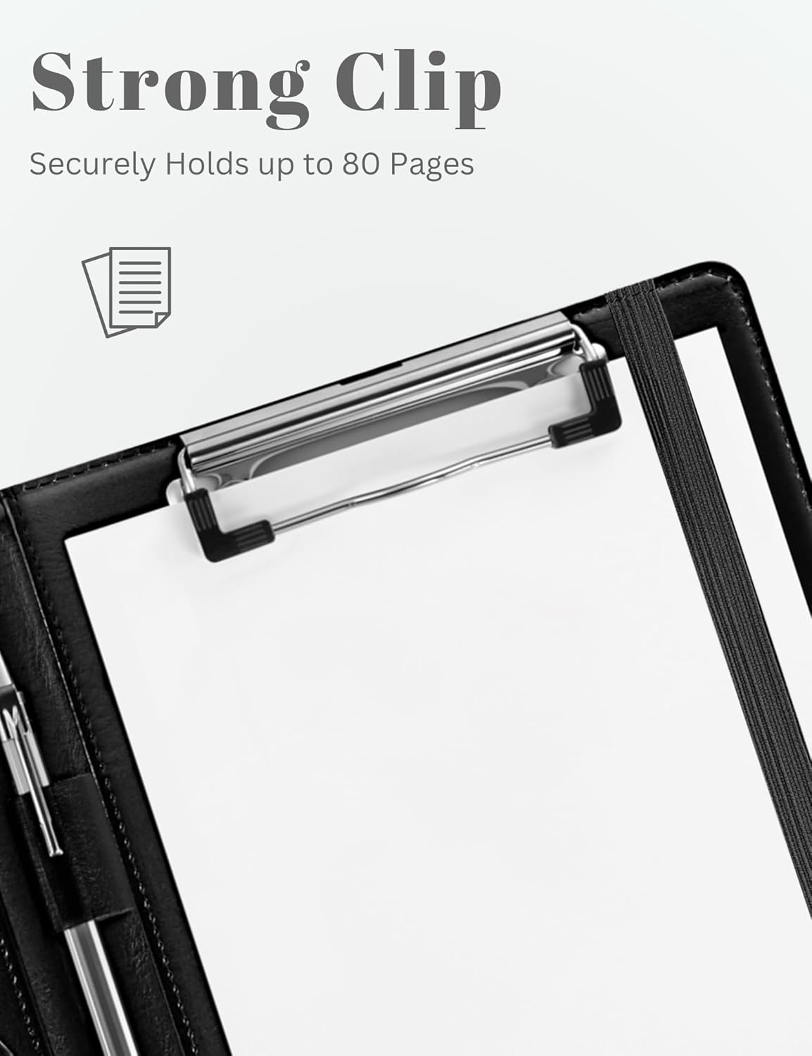 Small Clipboard Junior Padfolio Folio 7 x 9 Writing Pad Refillable, Mymazn Faux Leather Folder A5 for Notepad 5 x 8 Junior Size Portfolio (Black)