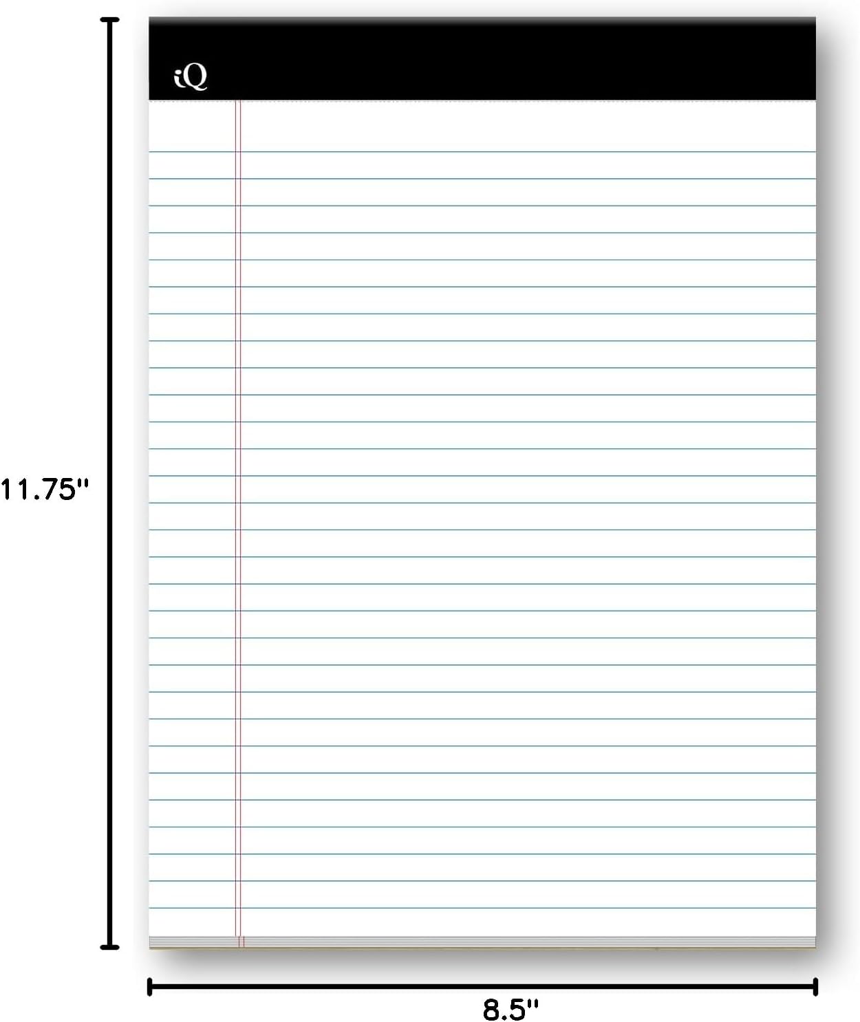 iScholar iQ Legal Pads, White, Wide Ruled, 8.5" x 11.75", 50 Sheets Per Pad, Pack of 3 Pads (68113)
