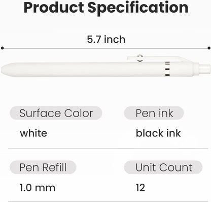 Sooez Ballpoint Pens Retractable, 12 Pack Black Pens ballpoint with Comfort Grip, Smooth Writing Fidge Pen for Journaling, Cute Office and School Supplies Bulk Pens, 1.0mm Medium Point Black ink