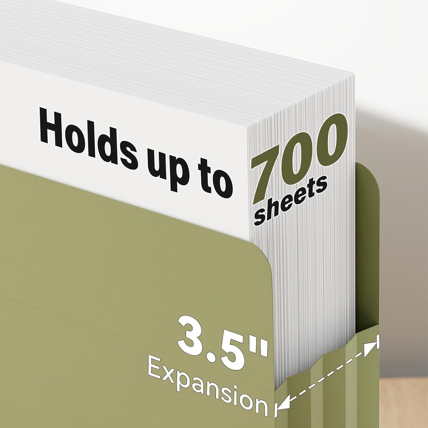 Ansook Poly Legal Size 5.25" Expansion File Pockets,6 Pack Pastel Large Capacity File Pockets Folders,Heavy Duty File Pocket for Cabinet,with Straight-Cut Tab,hold 8.5" x 11" documents & Manila Folder