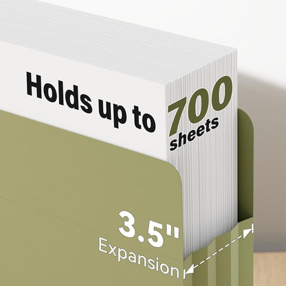 Ansook Poly Legal Size 5.25" Expansion File Pockets,6 Pack Pastel Large Capacity File Pockets Folders,Heavy Duty File Pocket for Cabinet,with Straight-Cut Tab,hold 8.5" x 11" documents & Manila Folder