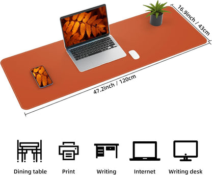 Large Desk Mat 47.2" x 17" Leather Desk Pad Protector with Natural Cork & PU Leather, Non-Slip Office Desk Mat, Large Mouse Pad, Waterproof Desk Blotter pad for Office&Home(Black)