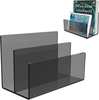 Boloyo Acrylic File Holder,1PC 2 Sections Rainbow File Organizer Mail Letter Sorter Desktop Folder Holder for Home Office School Envelope Bill Filling Paper Document