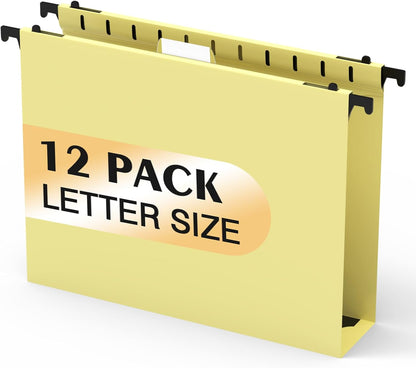 Shutex Extra Capacity Plastic Hanging File Folders,12 Pack Reinforced Hang Folders,Heavy Duty 2 Inch Expansion,Plastic Filing Cabinet Folders,Letter Size,Designed for Bulk Files, Medical Charts,Blue