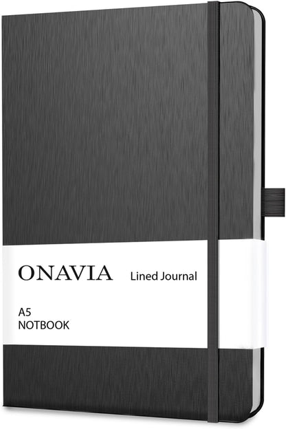 ONAVIA A5 College Ruled Notebook 3 Pack, Hardcover Lined Journals for School Notes, Study, Homework, Class Writing and Journaling, 160 Pages (80 Sheets), 5.8 x 8.3 in, Pink
