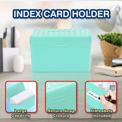 H4D 3x5 Index Card Holder with 100 Heavyweight Ruled Index Cards and 25 Plastic Dividers, Black