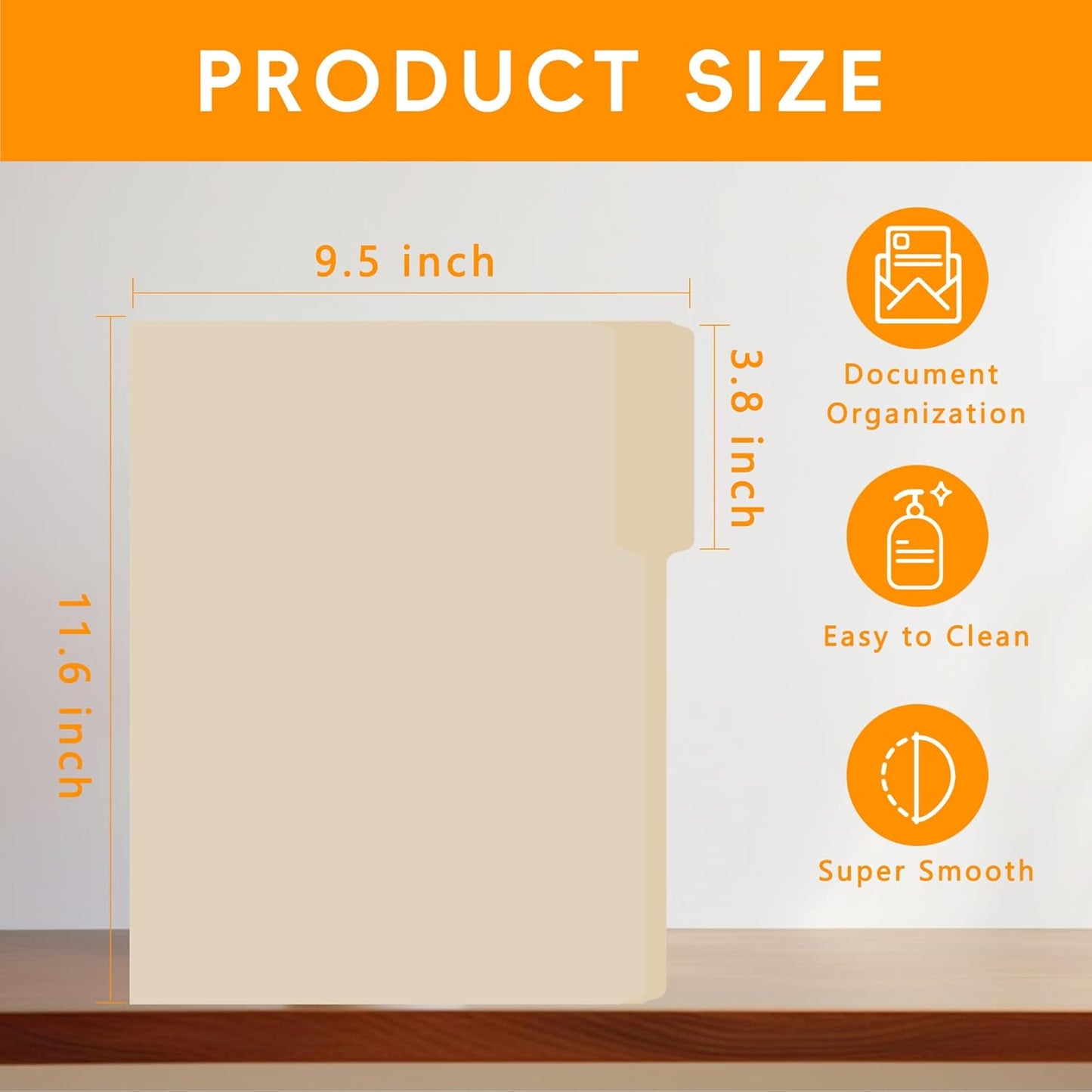 100 Packs Manila File Folder,Manilla Folder 8.5x11,1/3 Cut Tabs Folder for Office,School and Home,Organizer File Folder Letter Size