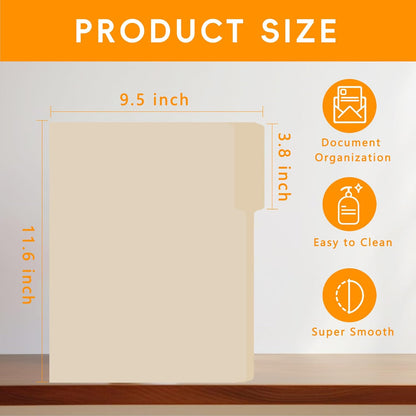 100 Packs Manila File Folder,Manilla Folder 8.5x11,1/3 Cut Tabs Folder for Office,School and Home,Organizer File Folder Letter Size