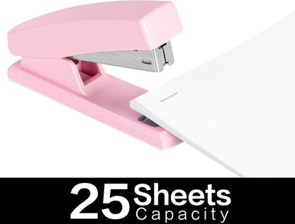 Deli Stapler, Desktop Staplers with 640 Staples, Office Stapler, 25 Sheet Capacity, White