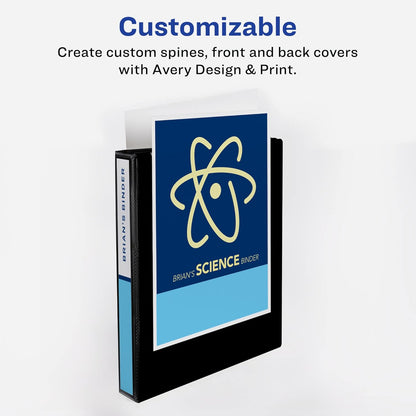 Avery TouchGuard Protection 3 Ring Binder, Customizable Cover, 1.5 Inch Slant Rings, 1 White Binder (17142)