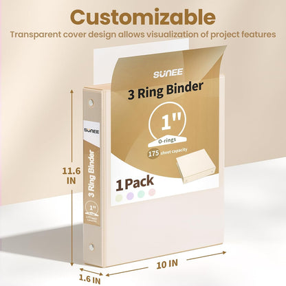 SUNEE 3 Ring Binder 3 Inch 1 Pack, Clear View Binder Three Ring PVC-Free (Fit 8.5x11 Inches) for School or Office Supplies, Pink