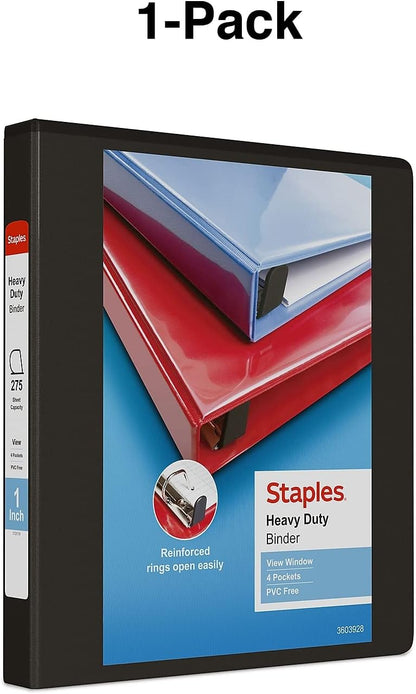 Staples Heavy-Duty 2-Inch D-Ring View Binder, Reinforced Spine, Holds Up to 450 Sheets, Gray, for Office & School