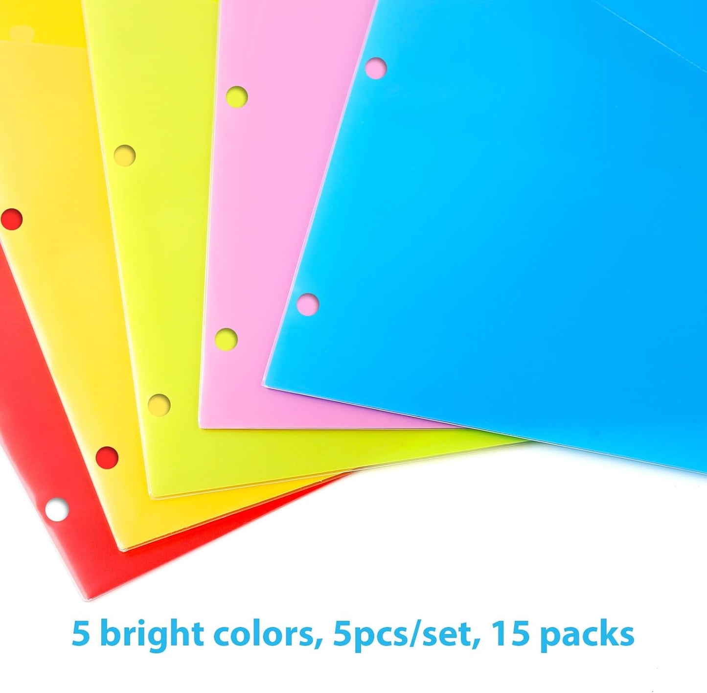 WOT I Durable 5-Tab Binder Dividers with Clear Pocket - 3 Sets, Reusable Plastic Dividers for 3 Ring Binder, 5 Vibrant Colors, Tear-Resistant, Total 15 Tabs (School & Office Supplies)