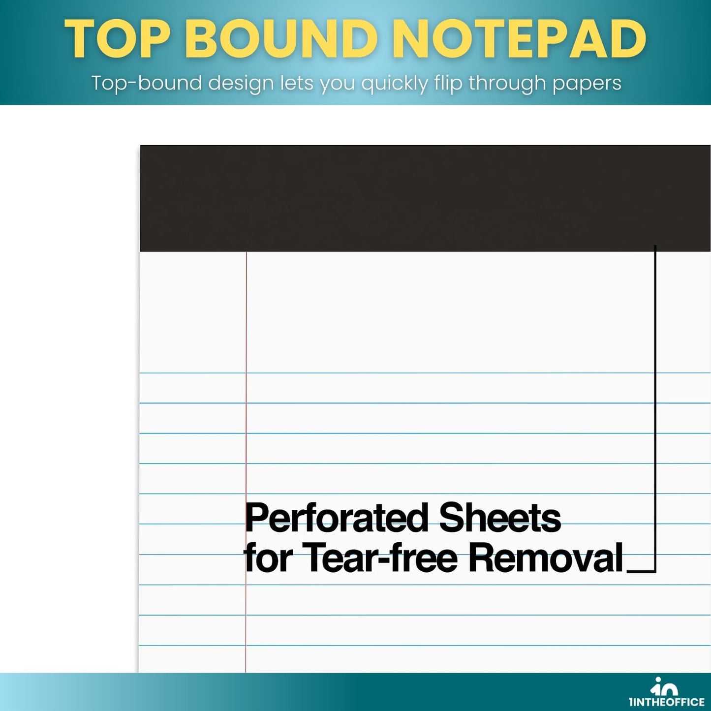 1InTheOffice Note Pads 8.5 x 11, Wide-Ruled Letter Size Writing Pads, White 50 Sheets per Notepads, 12 Pack
