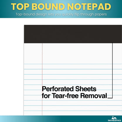 1InTheOffice Note Pads 8.5 x 11, Wide-Ruled Letter Size Writing Pads, White 50 Sheets per Notepads, 12 Pack