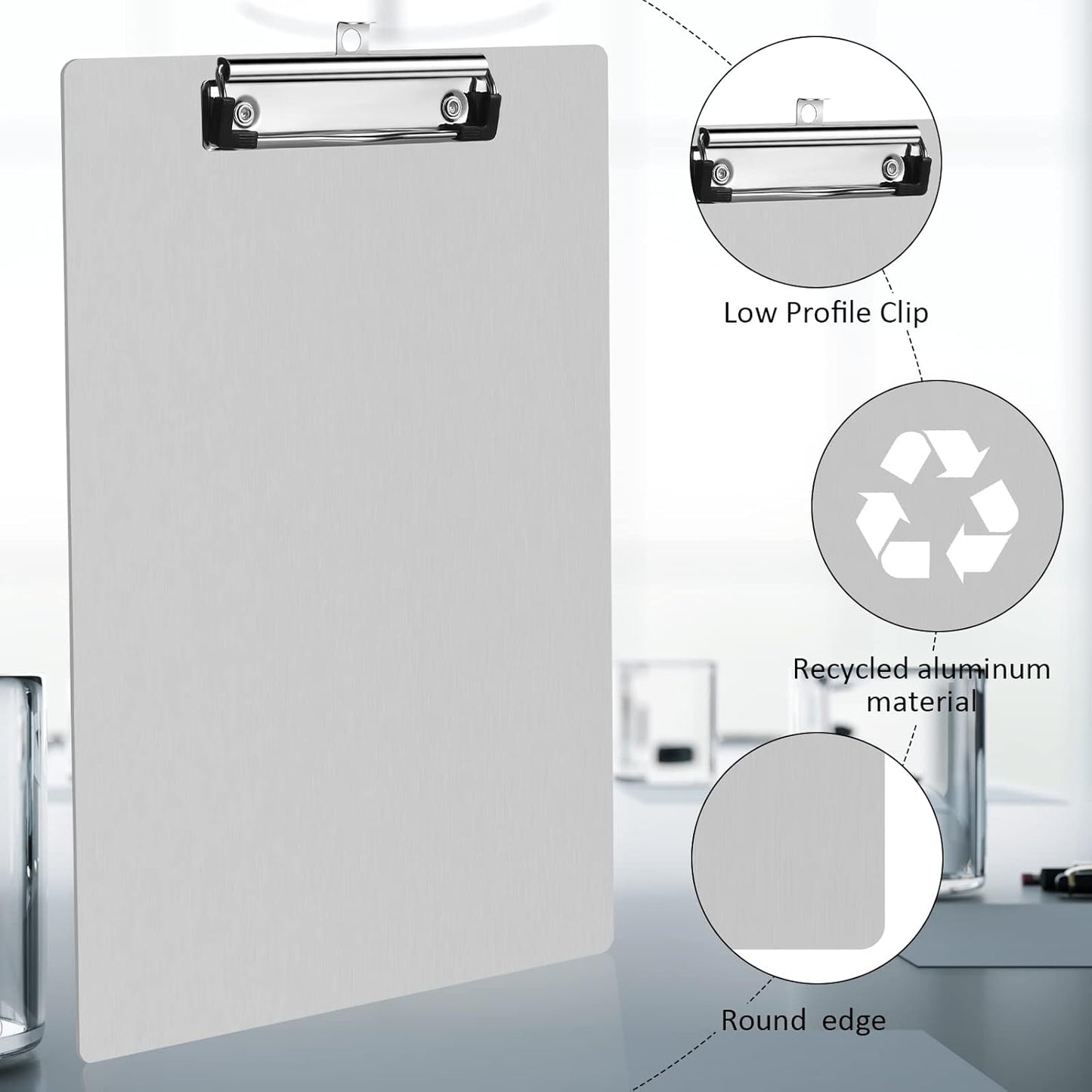 Epakh 8 Pieces Clipboard Bulks Metal Clipboard Aluminum Office Low Profile Clip Standard A4 Letter Size Metal Clip Board, Size 12.5 x 9 Inch
