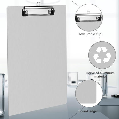 Epakh 8 Pieces Clipboard Bulks Metal Clipboard Aluminum Office Low Profile Clip Standard A4 Letter Size Metal Clip Board, Size 12.5 x 9 Inch