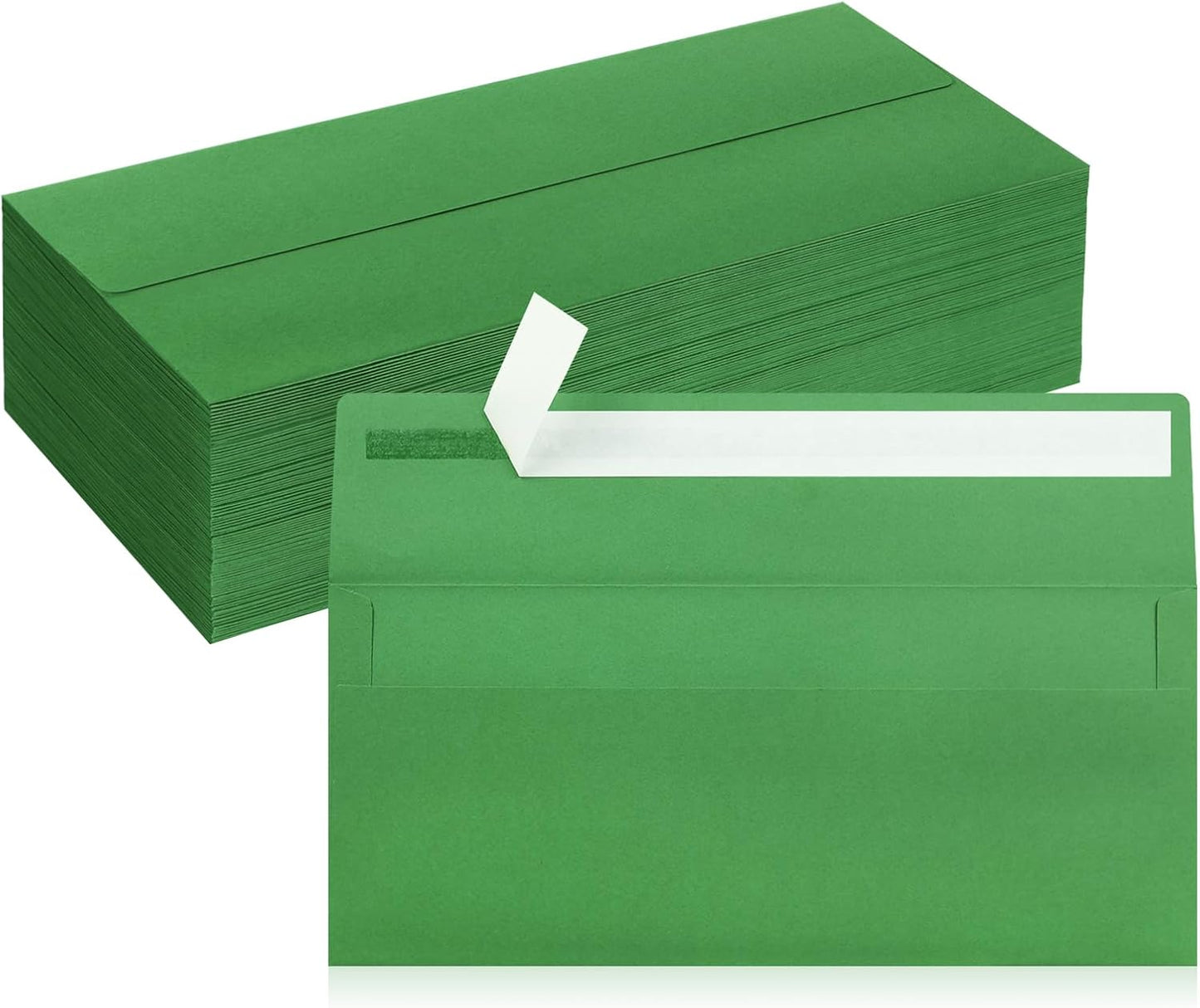 50 Pack #10 Business Envelopes, Sage Green Standard Envelopes Self Seal, Letter Size Mailing Envelopes for Checks Letters Invoices Statements Birthday Graduation Wedding, 4 1/8 x 9 1/2 Inch