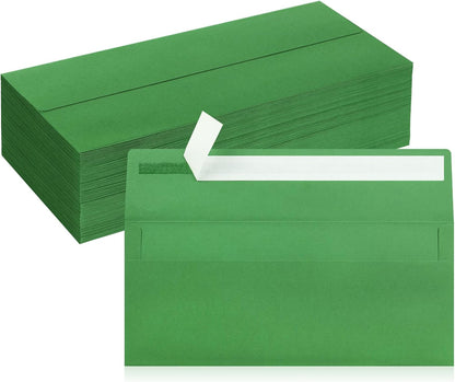 50 Pack #10 Business Envelopes, Sage Green Standard Envelopes Self Seal, Letter Size Mailing Envelopes for Checks Letters Invoices Statements Birthday Graduation Wedding, 4 1/8 x 9 1/2 Inch