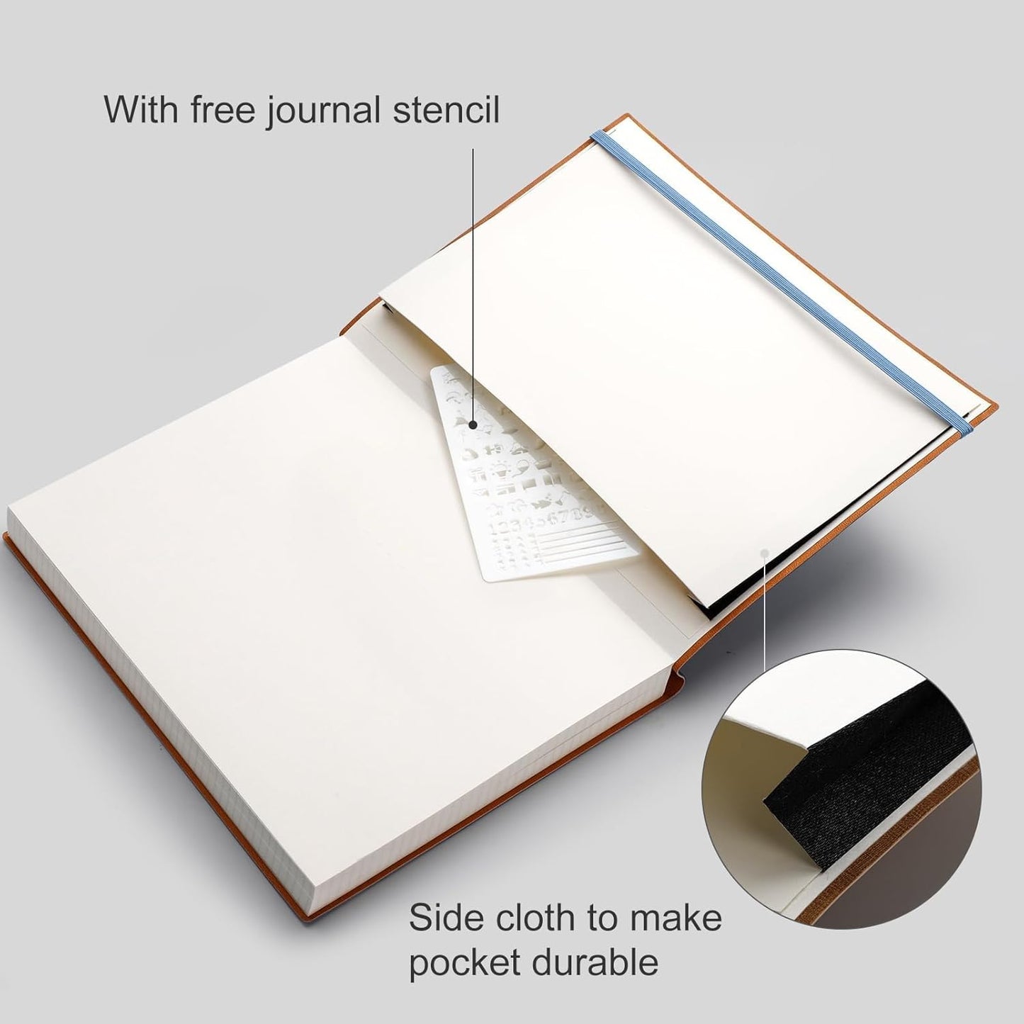 AHGXG Graph Paper Notebook - Grid Paper Notebook Large A4 8.5''×11'', 320 Pages Thick Journal, 100gsm Thick Graph Paper, Leather Softcover, Inner Pocket - Black