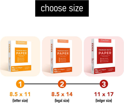 Bright White Paper - Multipurpose Office Print Writing Copy - Flyers, Posters, Design Proposals, Business Documents | 8.5 x 11 | 70lb Text (28lb Bond) | Acid Free Paper | 100 Sheets per Pack