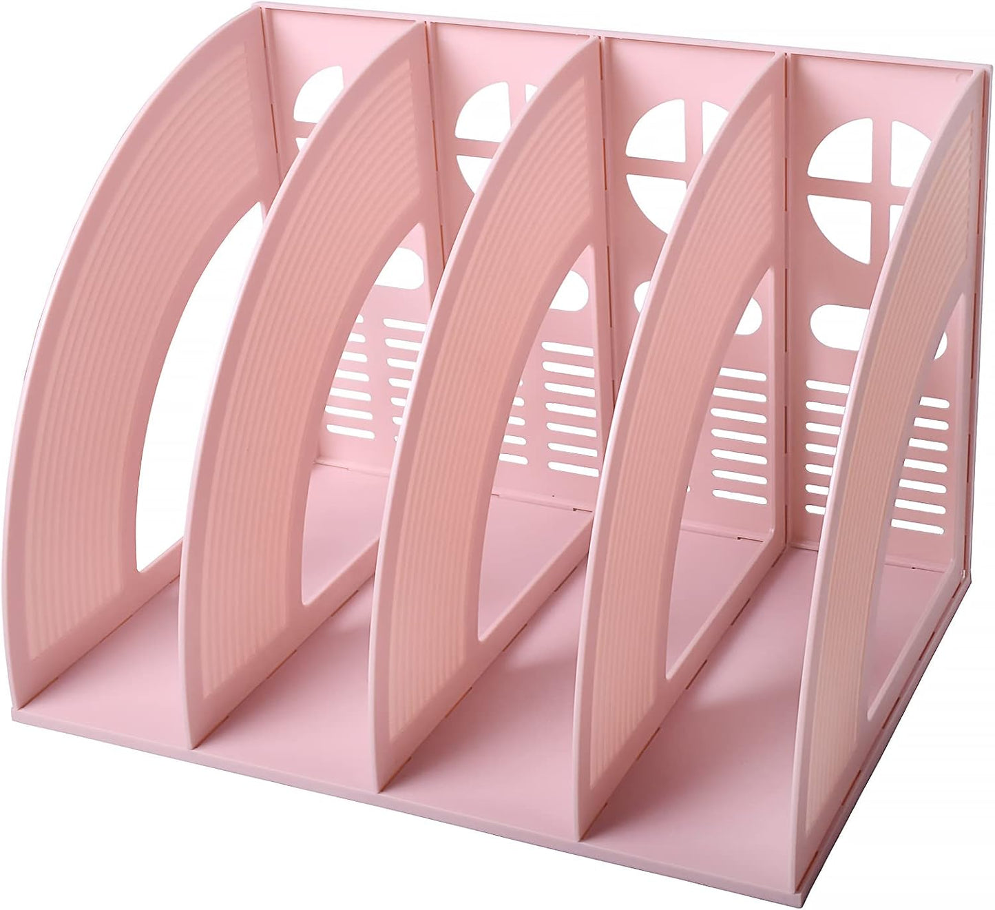 Marte Vanci Magazine File Holder Vertical PP Folder Book Desktop Organizer Plastic Storage Sturdy Vertical 4 Section Folder (Purple)