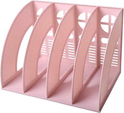 Marte Vanci Magazine File Holder Vertical PP Folder Book Desktop Organizer Plastic Storage Sturdy Vertical 4 Section Folder (Purple)