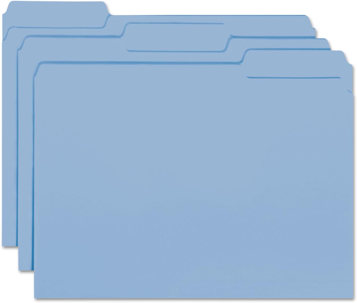 Smead Interior File Folder, 1/3-Cut Tab, Letter Size, Aqua, 100 per Box, Expandable File Folders for Filing Cabinet