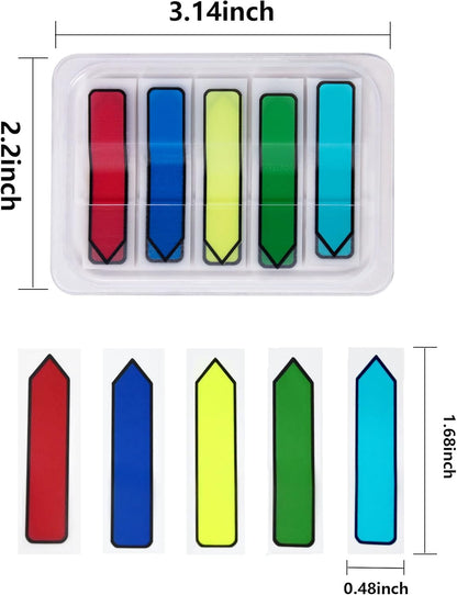 Ericter 1200 Pcs Sticky Tabs Page Markers Sticky Index Tabs, Arrow Flag Tabs - 10 Primary Color Tabs Page Flag Markers Bookmarks Book Tabs for Annotating Books