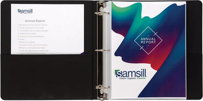 Samsill 1 Inch 3 Ring Binder, Leather, Black with Contrast Stitching, 8.5X 11 Inch, 3 Rings, Notebook Binder, Portfolio Organizer, Planner, Journal