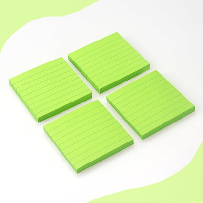 Lined Sticky Notes 3x3 Sticky Notes with Lines Self-Stick Notes Bright Color 4 Pads 90 Sheets/Pad (Pastel)