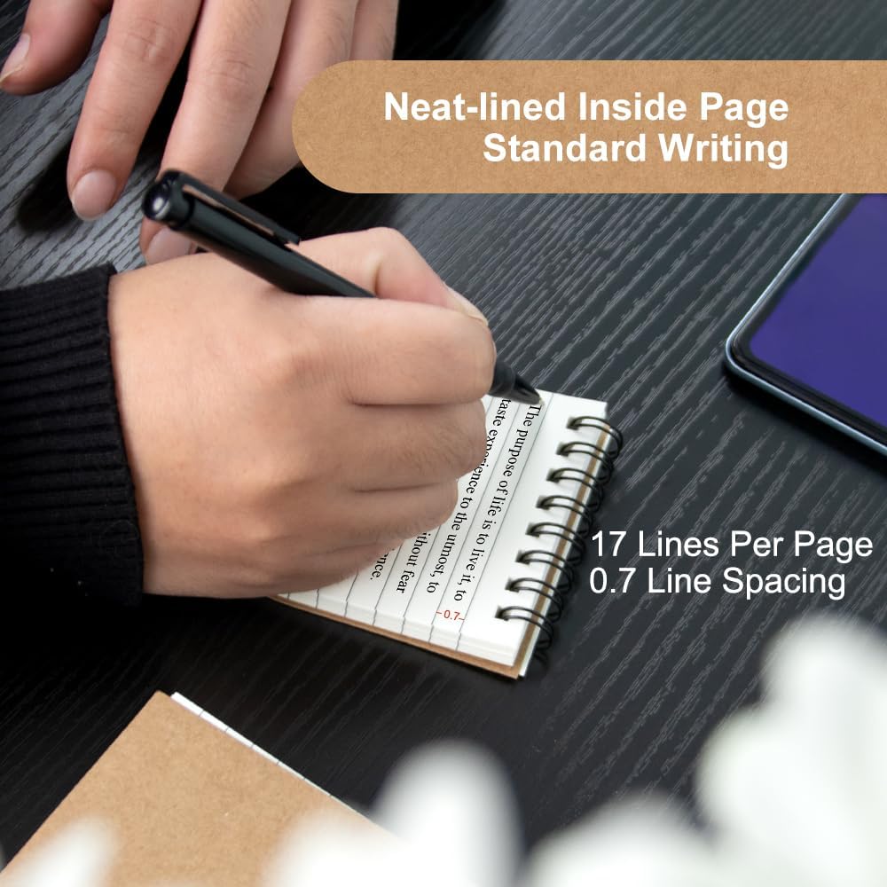wavamawa Pocket Notebooks Set of 12, Small 3x5 Spiral Notepads, Office Style Mini Notebook, Small Notepad Pocket Size, Memo Pads for Home, College, Work or School - Lined College Ruled Paper
